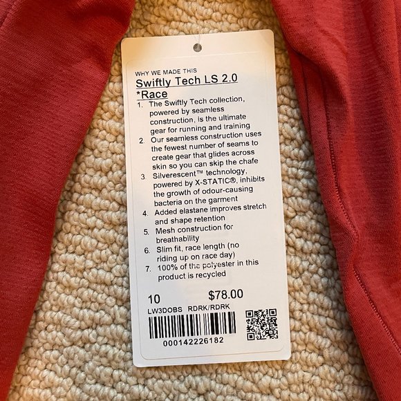BNWT Lululemon Swiftly Tech LS 2.0 *Race - Picture 3 of 5